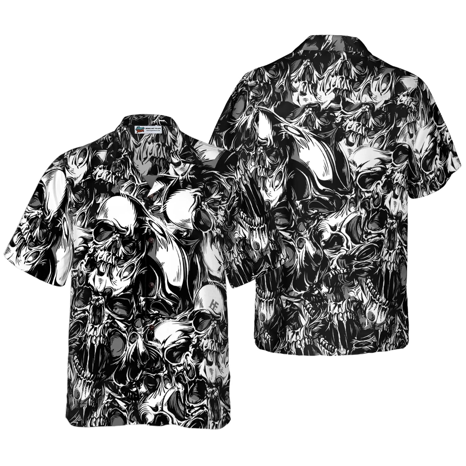 3D Skull Pattern Hawaiian Shirt, Halloween Aloha Shirt For Men, Perfect Gift For Friends, Husband, Boyfriend, Family