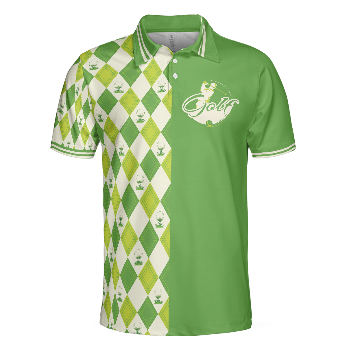 Golf Men Polo Shirt, I'm Not Swearing I'm Using My Golf Words Polo Shirt, Green Argyle Pattern Golf Shirt For Male Golfers