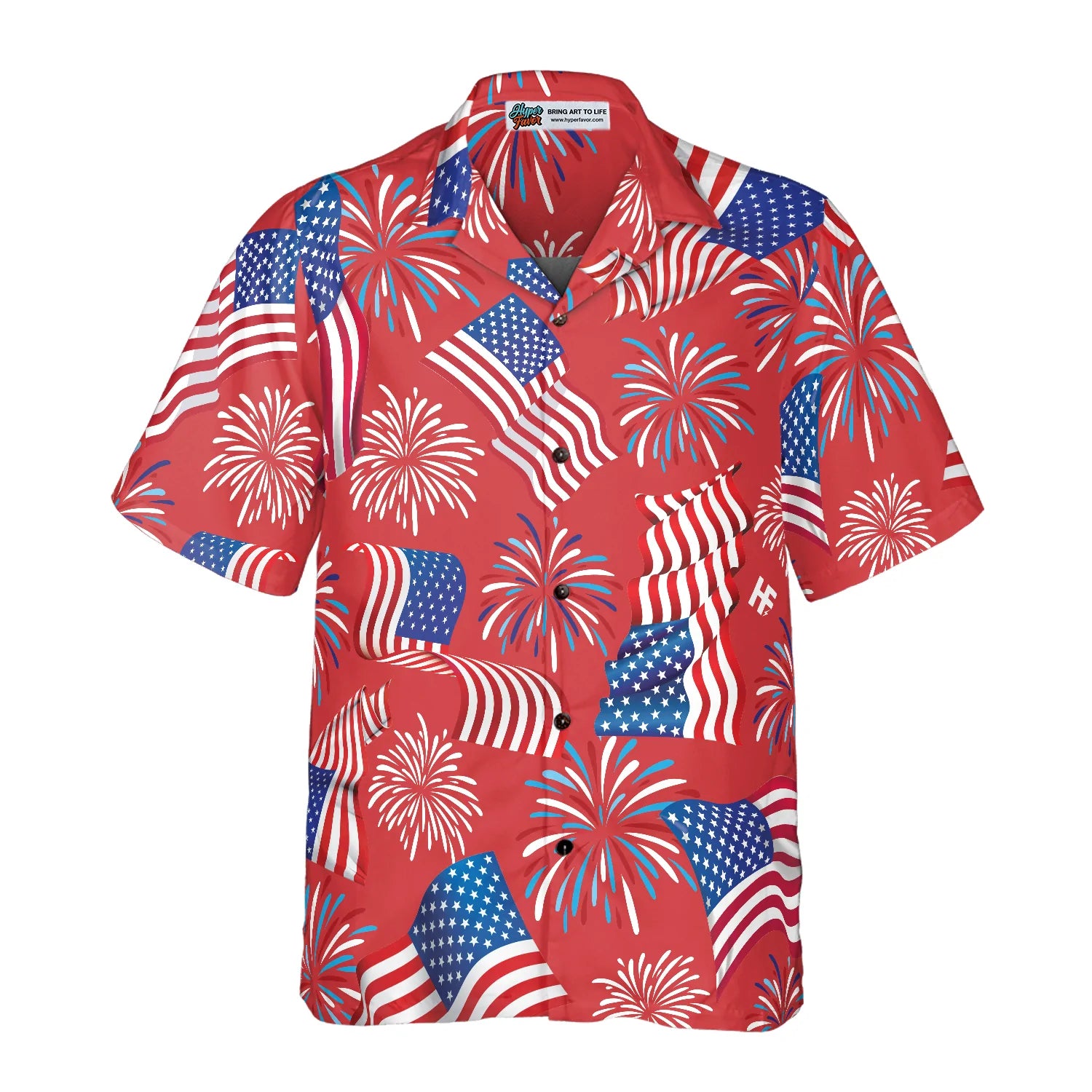 4th Of July America Flag Firework Patriotic Hawaiian Shirt, Happy Independence Day US Flag Aloha Shirt For Men, Perfect Gift For Patriots, Friends, Husband, Boyfriend, Family