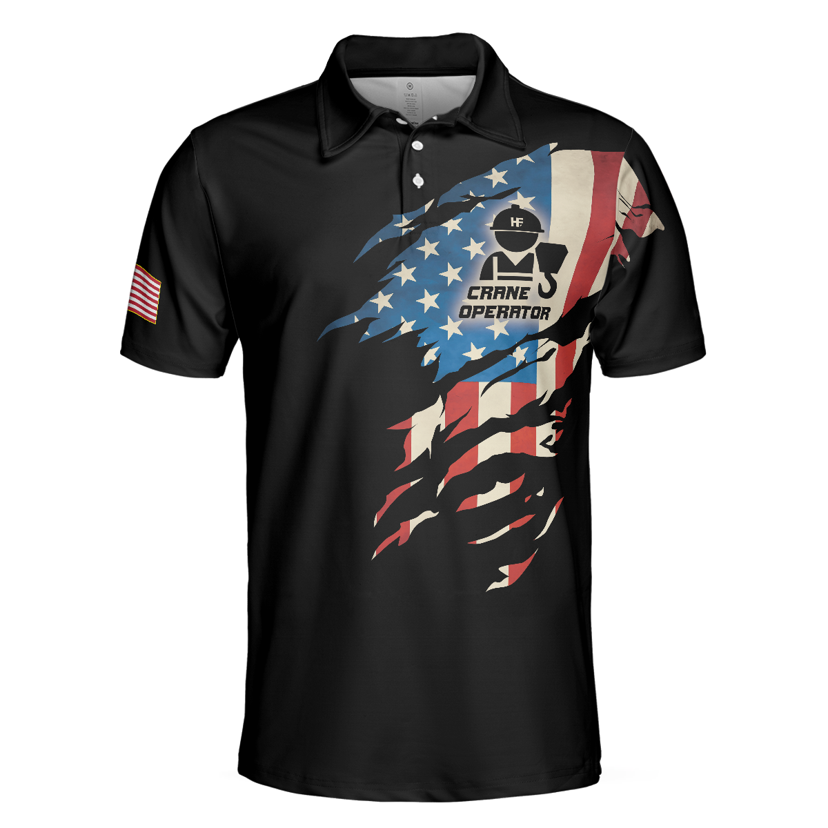 Crane Operator Polo Shirt, My Craft Allows Me To Move Anything Skull Polo Shirt, American Flag Crane Operator Shirt For Men