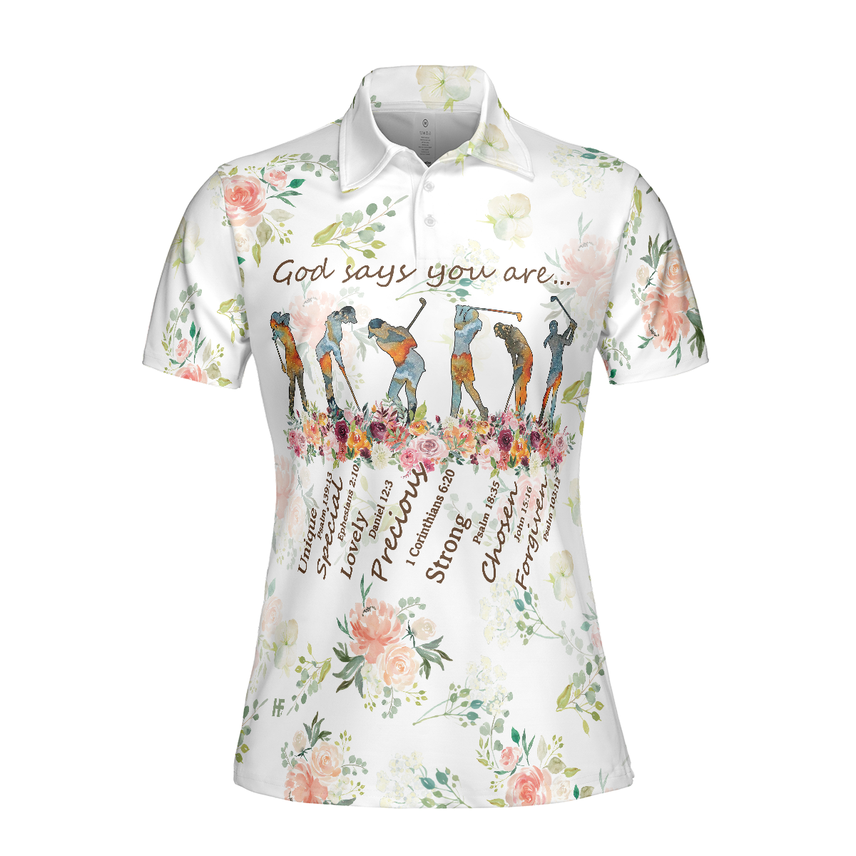 Golf Girl God Says You Are,  Short Sleeve Women Polo Shirt, Floral Golf Shirt For Ladies, Best Golf Gift For Women, Polo Shirt For Women Golfers
