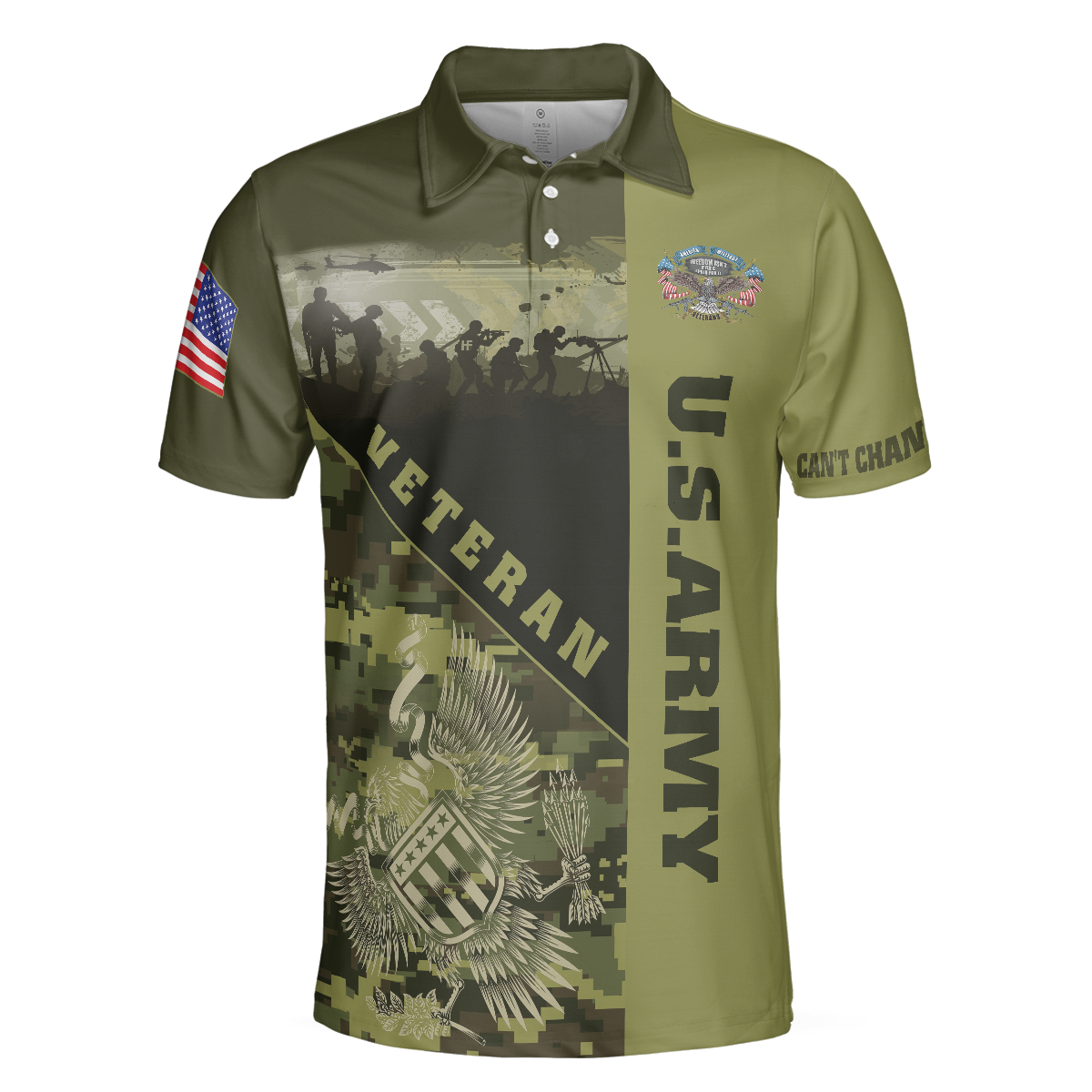 US Army Veterans Can't Change History Green Veteran Polo Shirt, Patriotic Veteran Shirt - Perfect Gift For Men