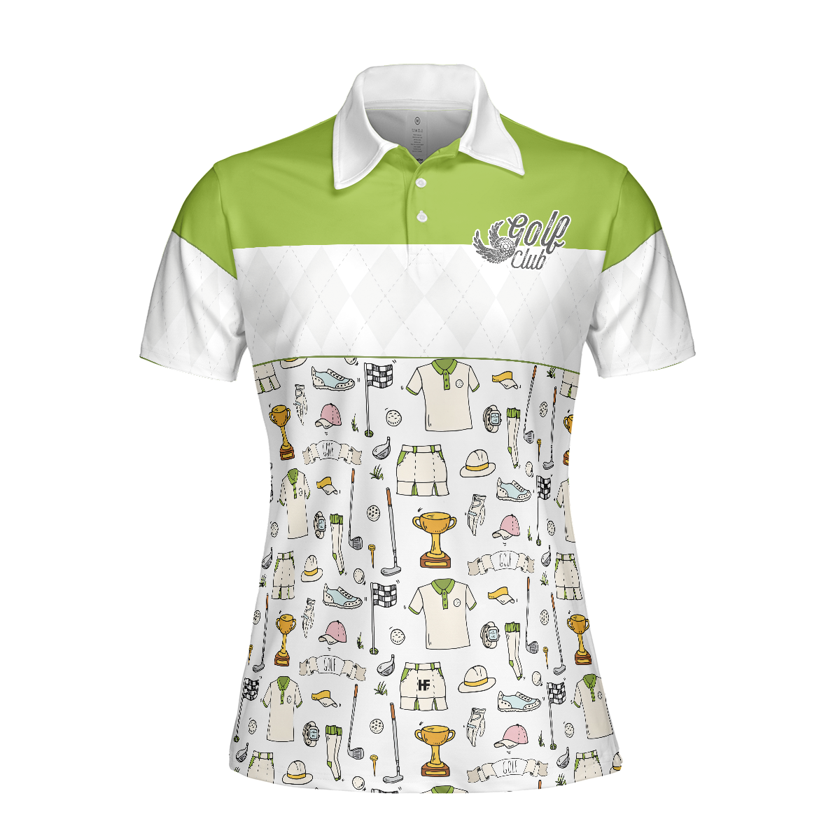Golf Life In Green Short Sleeve Women Polo Shirt, Golf Pattern Polo Shirt For Ladies, Golf Shirt For Ladies