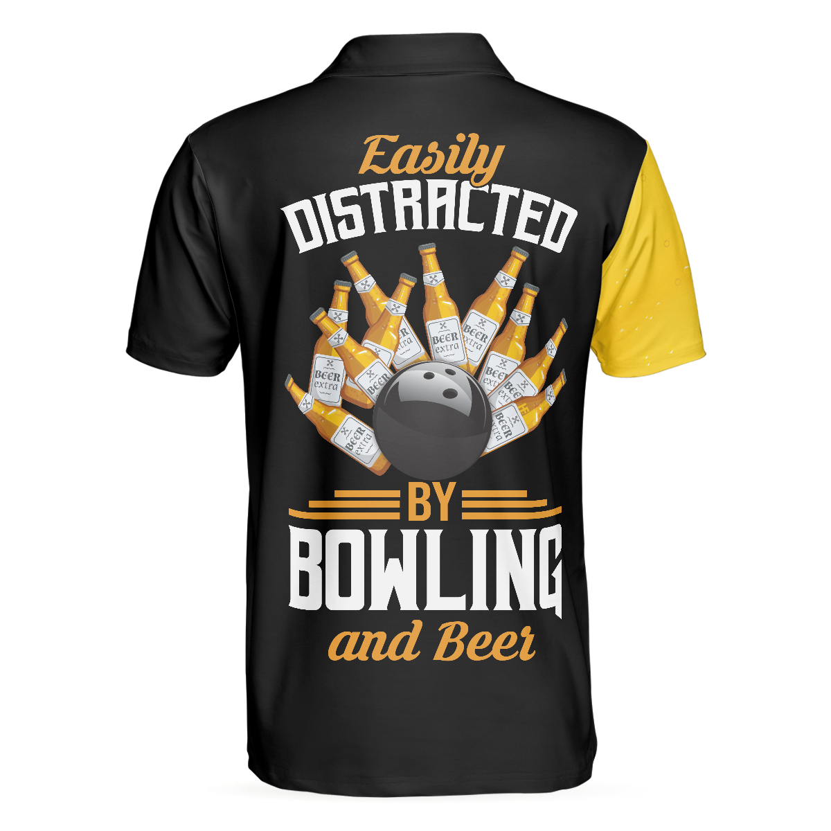 Easily Distracted By Bowling And Beer Men Polo Shirt, Funny Drinking Bowling Polo Shirt, Best Bowling Gift Idea