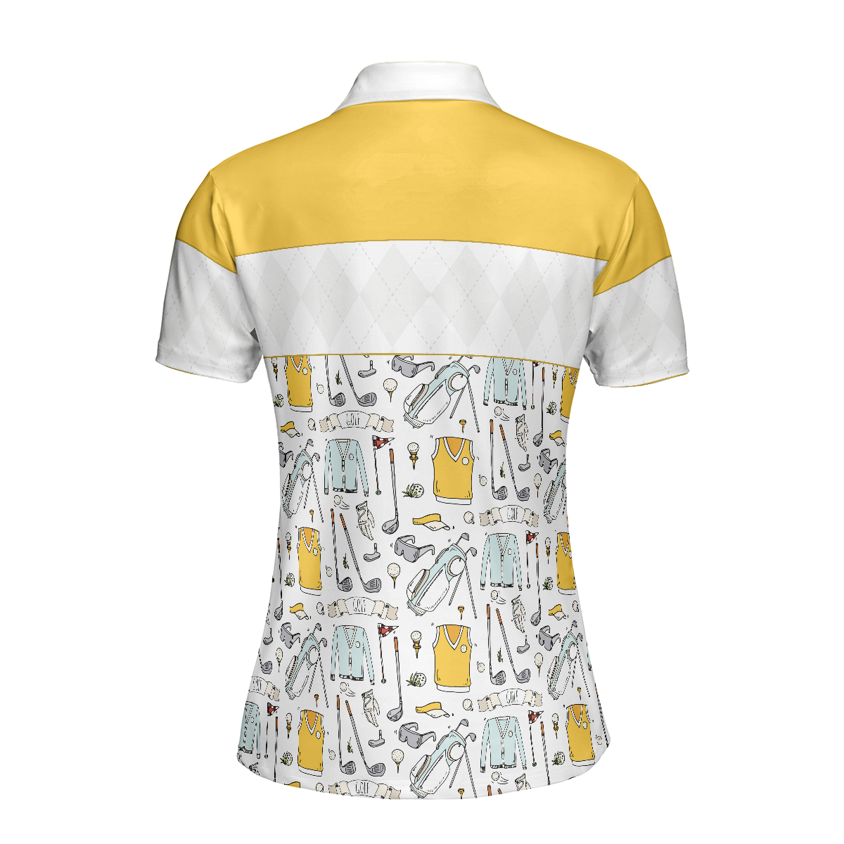 Golf Symbol And Golf Life In Yellow Short Sleeve Women Polo Shirt, Best Golf Shirt For Ladies