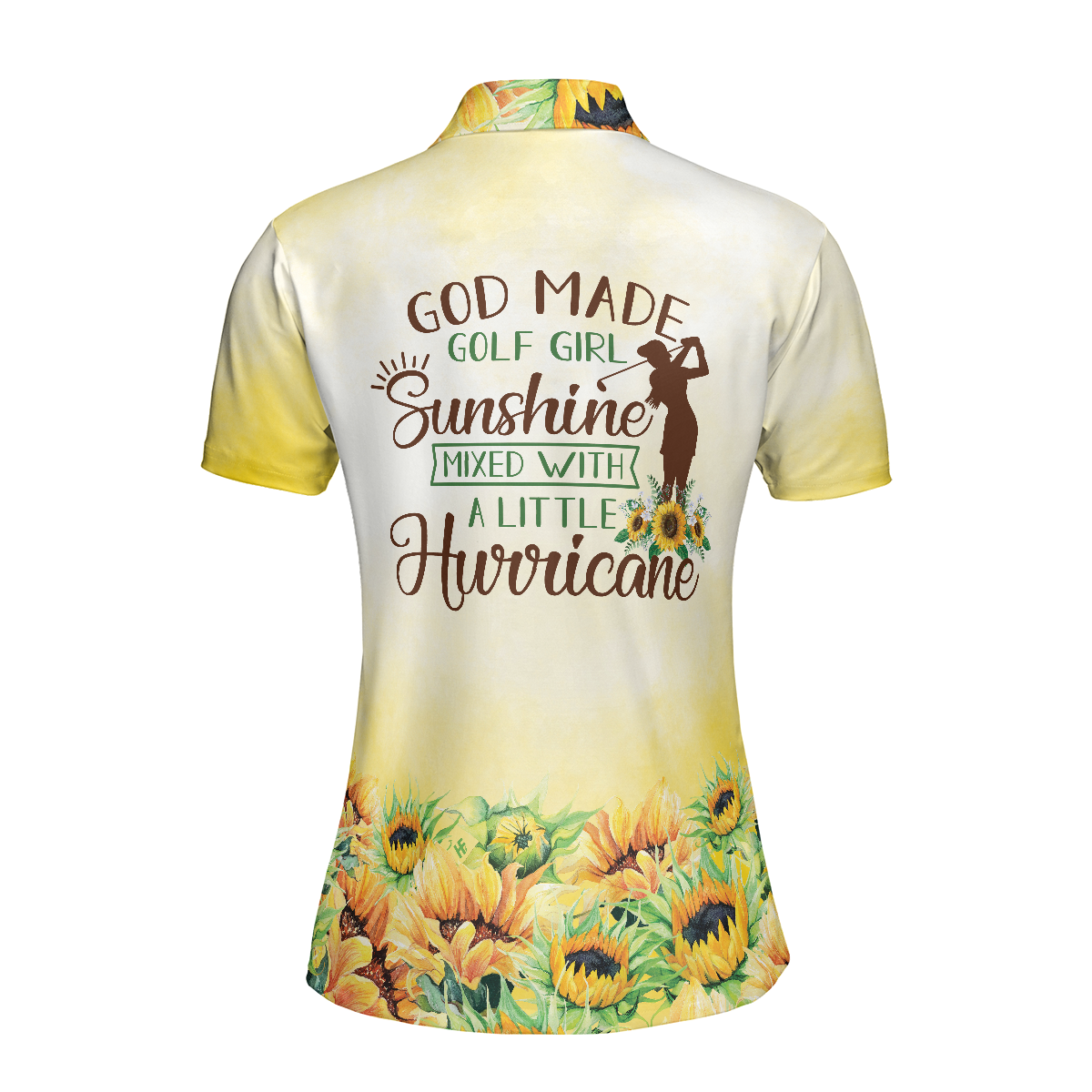 Yellow Sunflower Golf Women Polo Shirt, God Made Golf Girl Sunshine Short Sleeve Shirt For Ladies, Unique Female Golf Gift