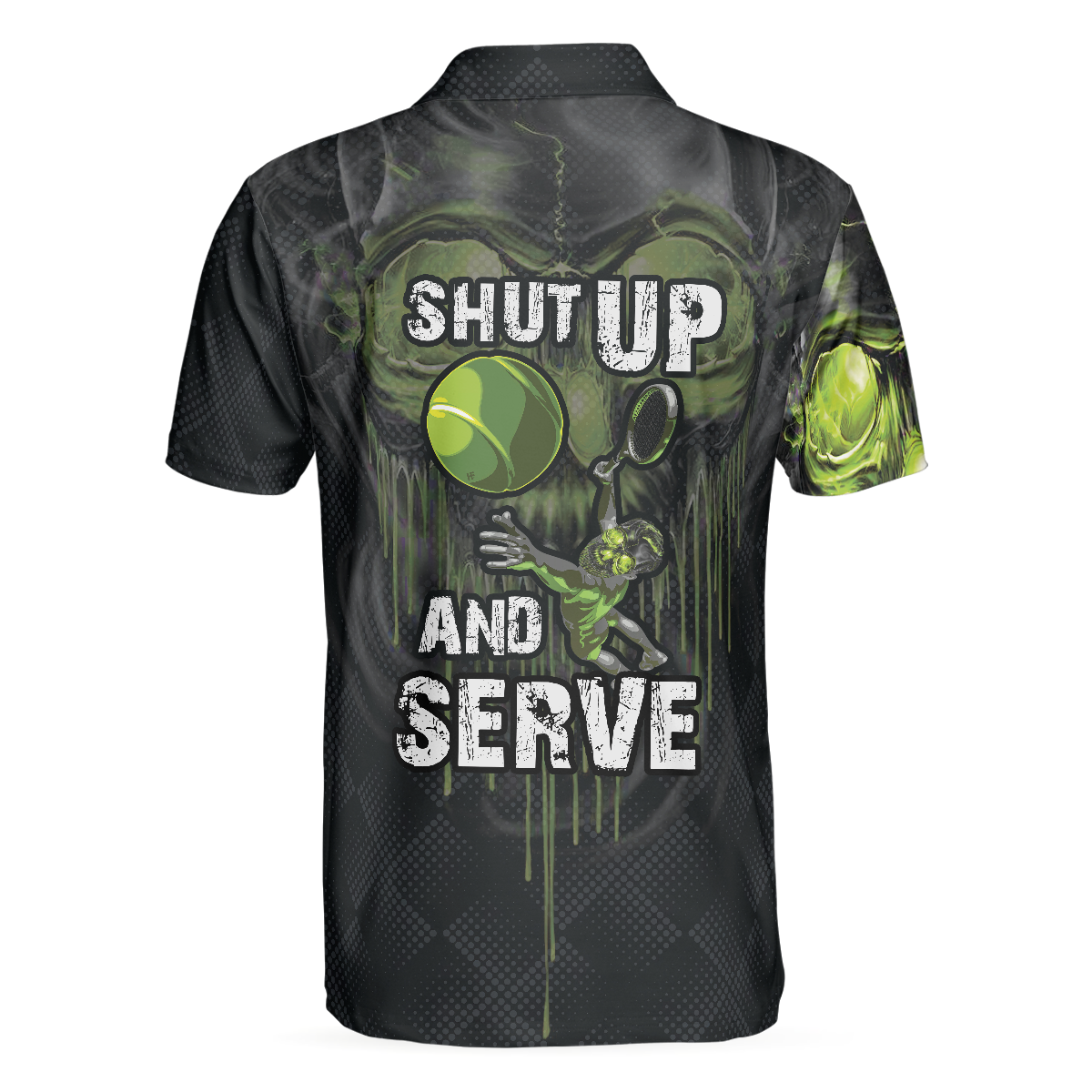 Skull Tennis Polo Shirt, Scary Skull Graphic Tennis Shirt For Tennis Lovers, Halloween Tennis Gift Idea - Perfect Gift For Men, Tennis Players