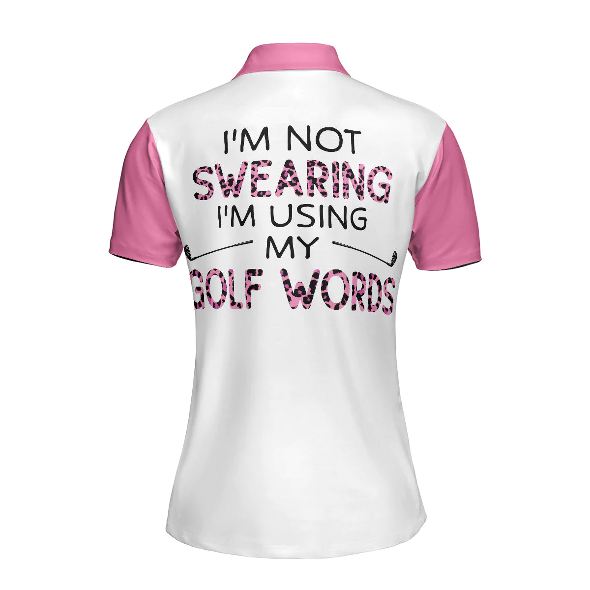 Pink Leopard Argyle Pattern Women Polo Shirt, I'm Not Swearing I'm Using My Golf Words Golf Short Sleeve Women Polo Shirt, Cool Gift For Female Golfers