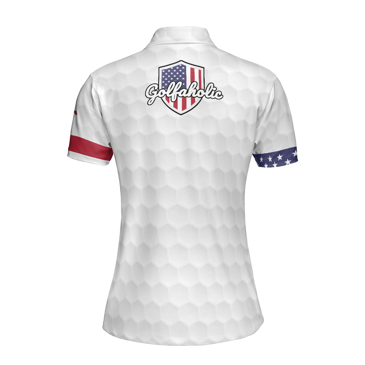 Golf American Flag Girl Short Sleeve Women Polo Shirt, White Golf Pattern And Golf Ball Polo Shirt, Patriotic Golf Shirt For Women, Best Gift For Golfers