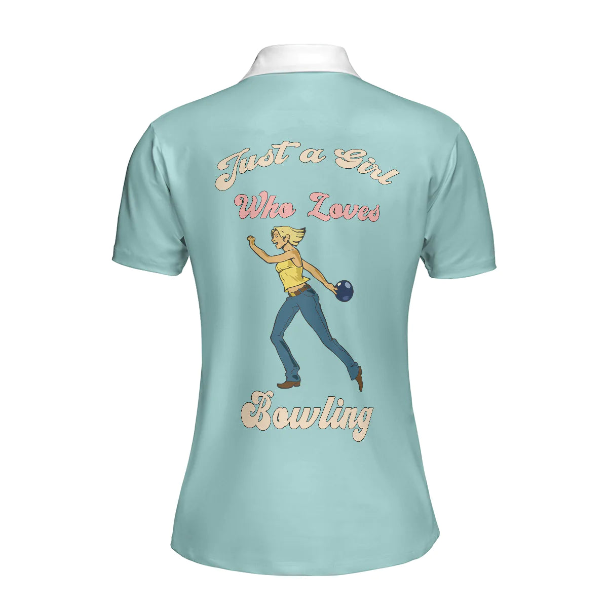 Plaid Pattern Bowling Polo Shirt, Just A Girl Who Loves Bowling Short Sleeve Polo Shirt For Female Bowlers