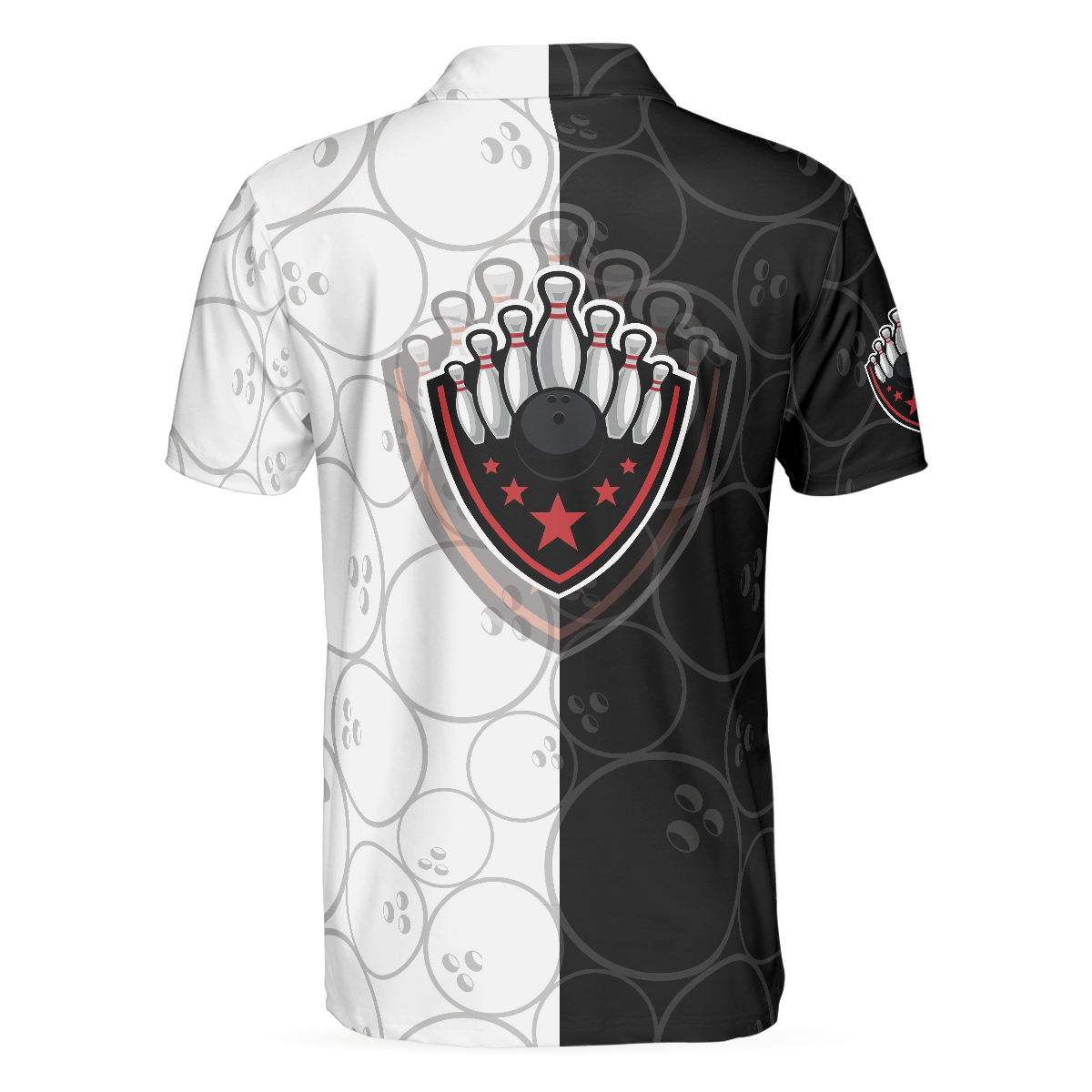 Men Polo Shirt - Bowling Black And White Pattern Short Sleeve Polo Shirt, Bowling Ball Polo Shirt, Best Bowling Shirt For Men