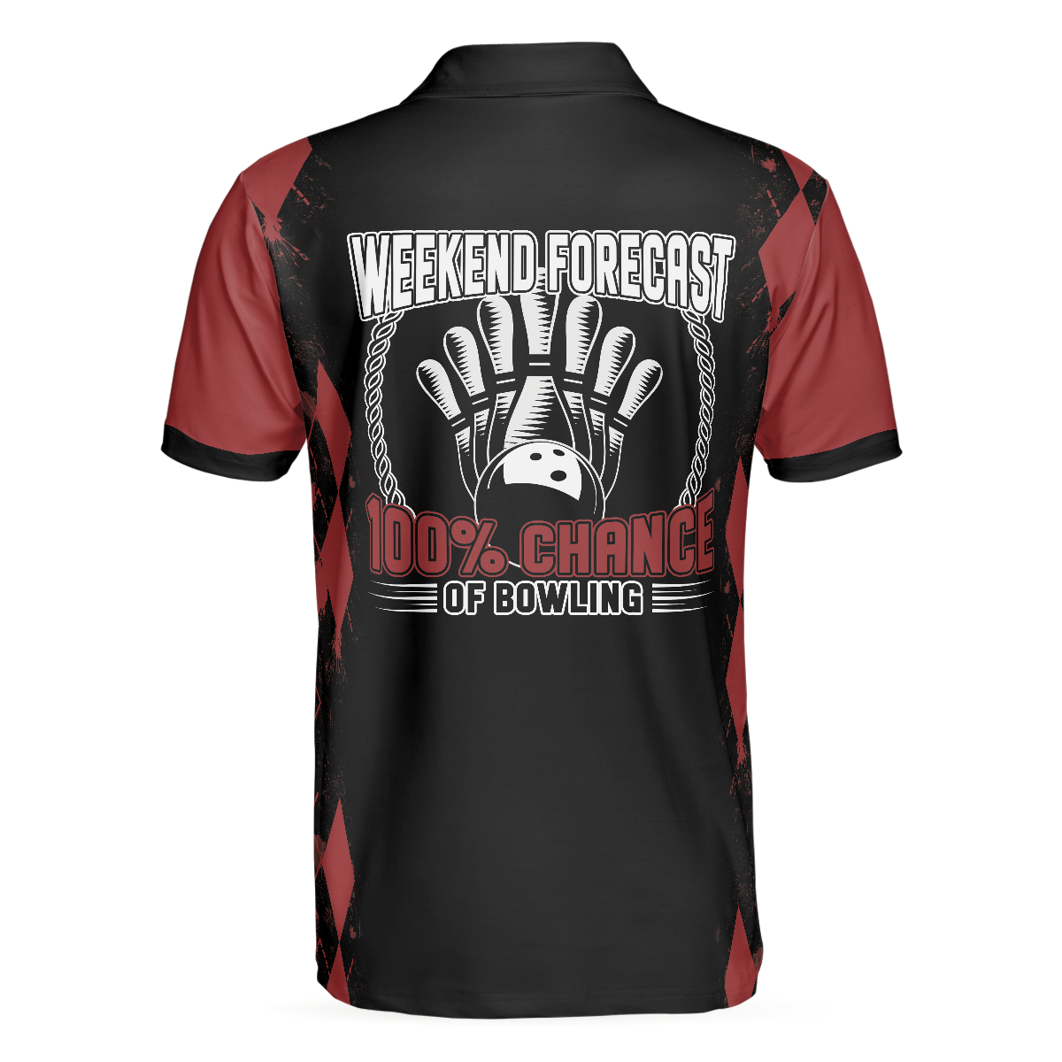 Weekend Forecast Chance Of Bowling Polo Shirt, Red Argyle Short Sleeve Bowling Shirt For Male Players - Perfect Gift For Men, Bowlers