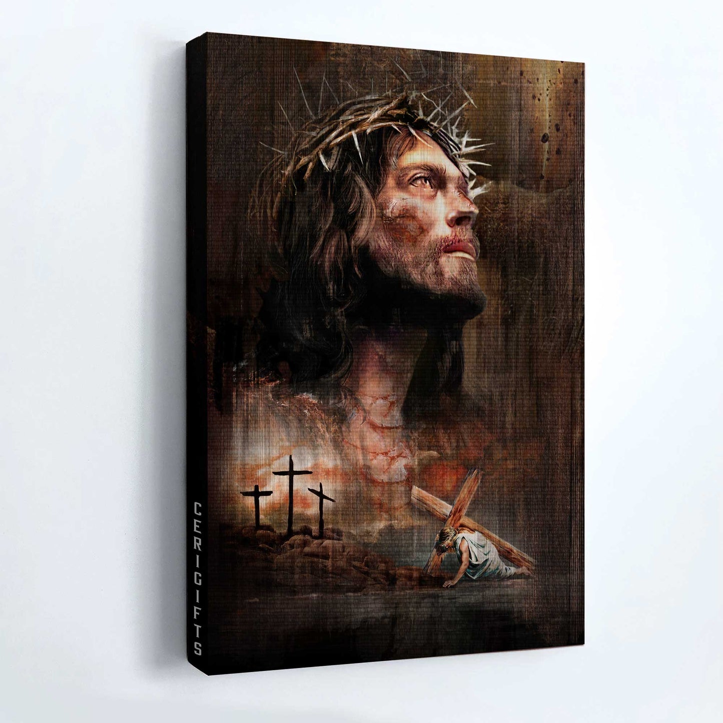 Jesus Portrait Canvas - Life of Jesus, Jesus on the cross, Crown of thorn Canvas - Gift For Christian Portrait Canvas