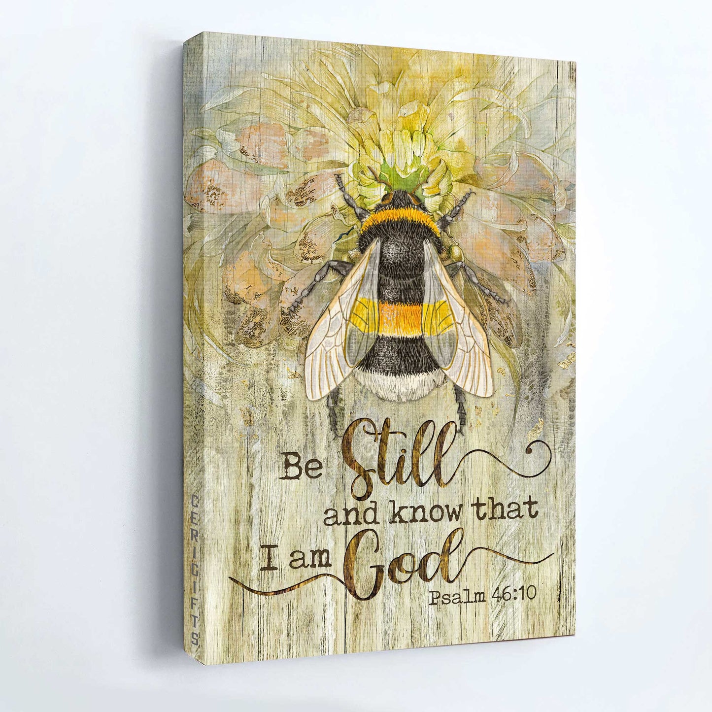 Jesus Portrait Canvas - Stunning Bee, Sweet Flower Canvas - Gift For Christian - Be Still And Know That I Am God Canvas
