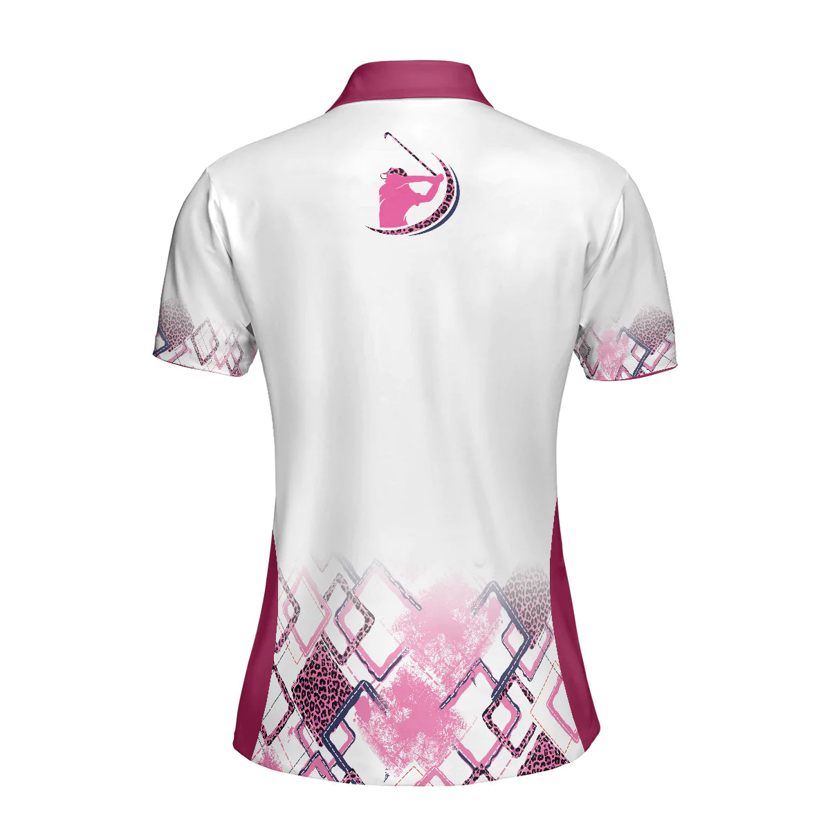 Leopard Mandala Pattern Thinning Layout Pink Girl Golf Short Sleeve Women Polo Shirt, Best Golf Shirt For Ladies
