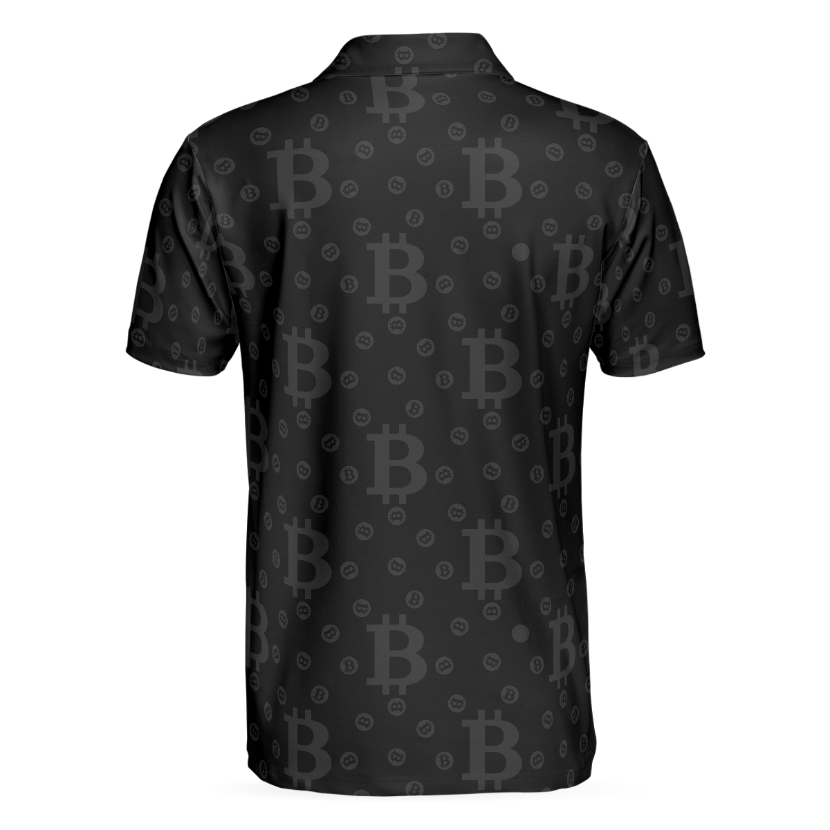 Men Polo Shirt - Bitcoin Golden Heartbeat Polo Shirt, Black Bitcoin Shirt For Adults, Cryptocurrency Short Sleeve Polo Shirt
