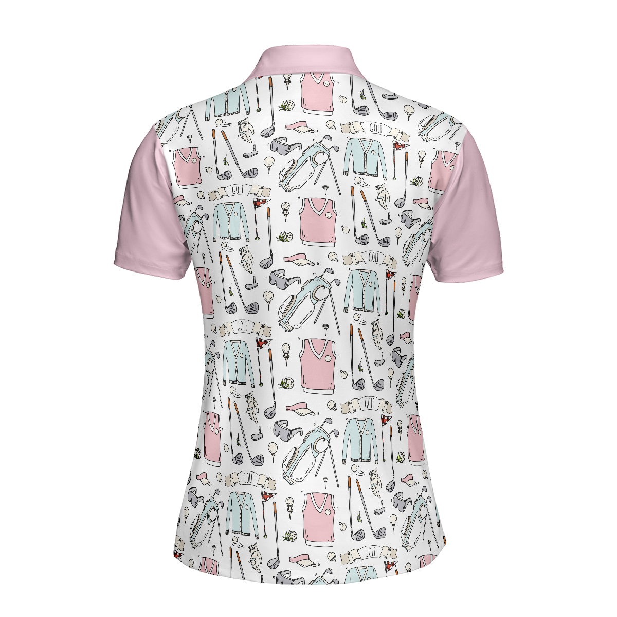 Golf Life In Pink Short Sleeve Women Polo Shirt, Golf Pattern Polo Shirt For Ladies, Golf Shirt For Ladies