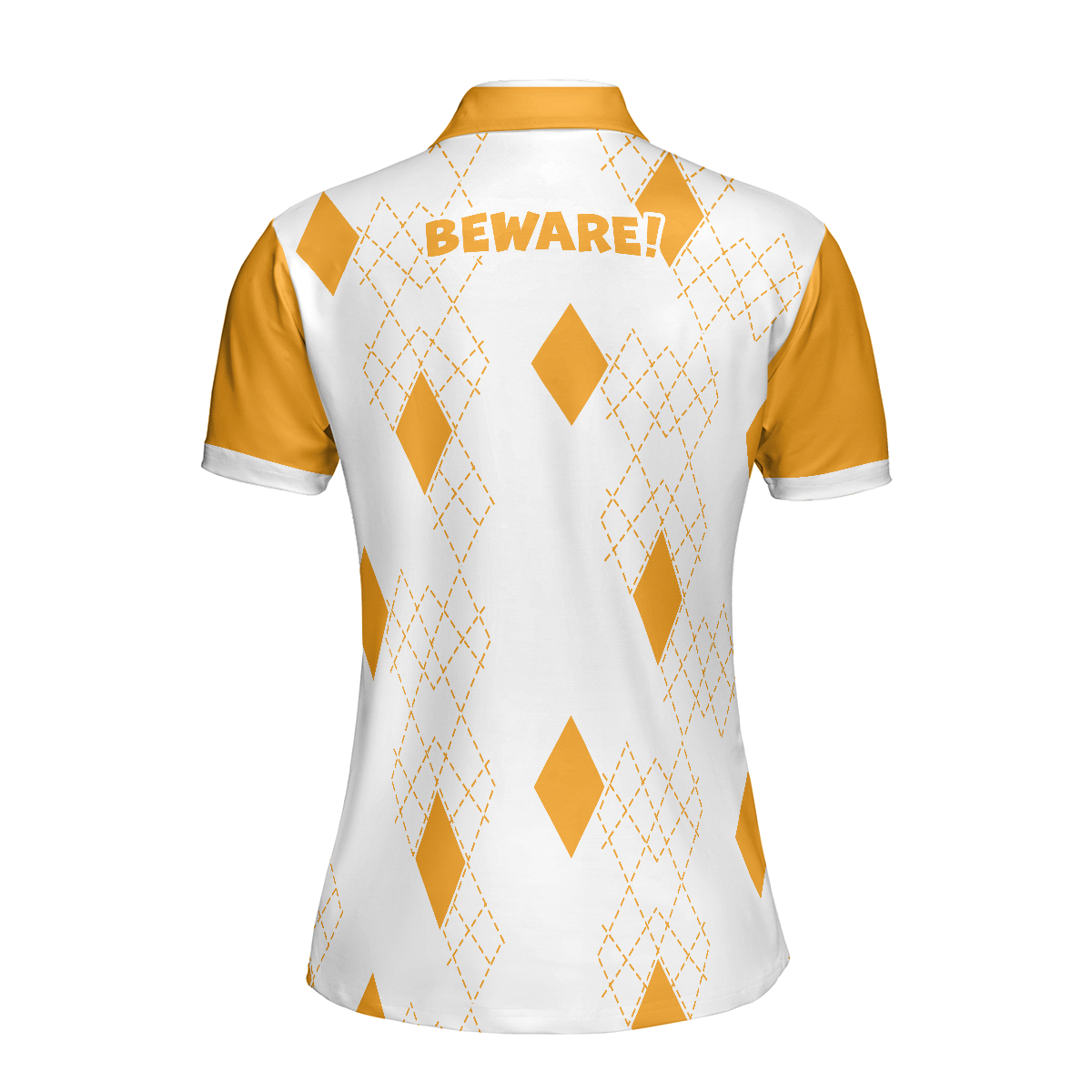 Crazy Golf Lady Short Sleeve Women Polo Shirt, White And Yellow Golf Shirt For Ladies, Funny Female Golf Gift, Best Gift Ideas For Golfers Women
