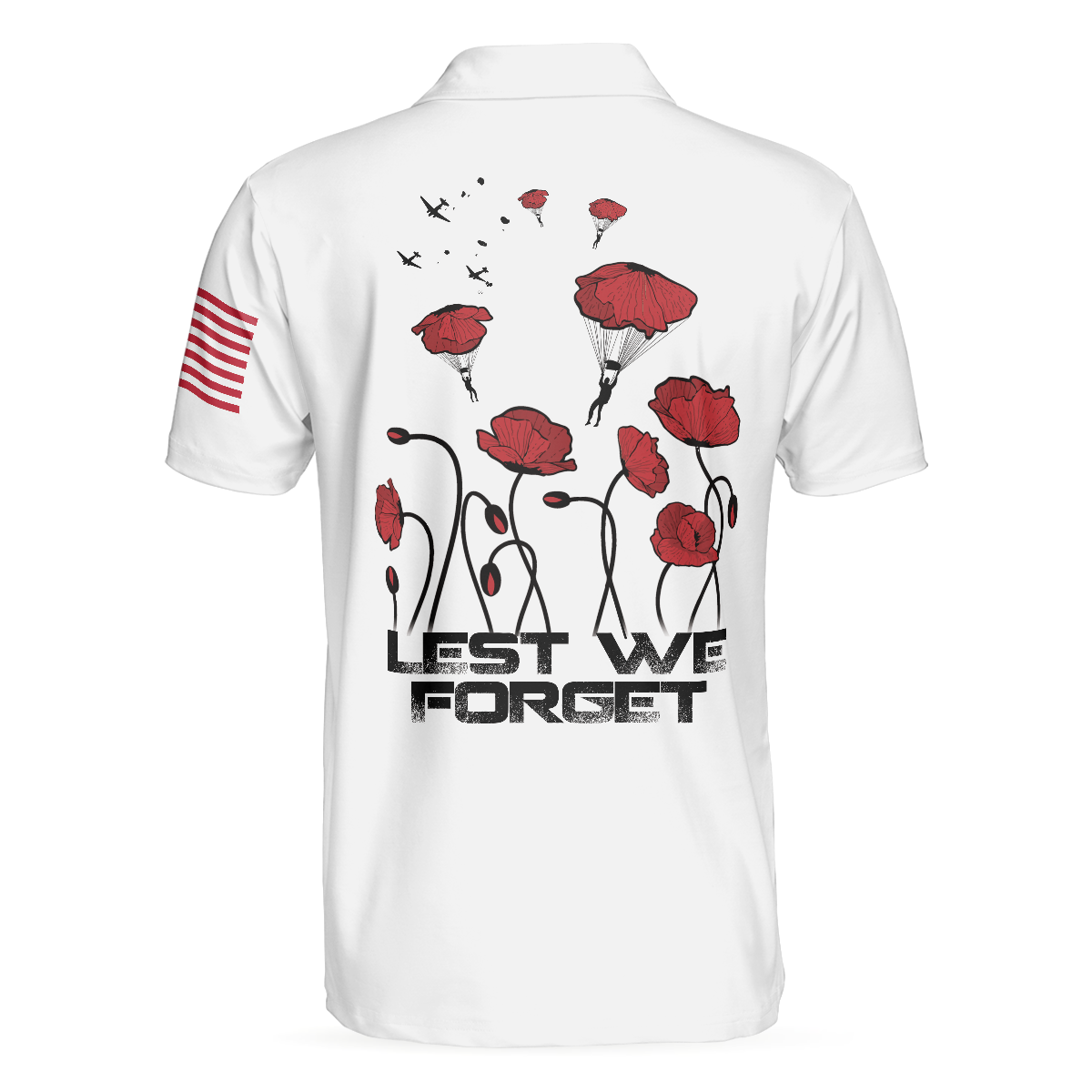 US Veteran Lest We Forget Polo Shirt, Military American Flag Golf Shirt - Perfect Gift For Men