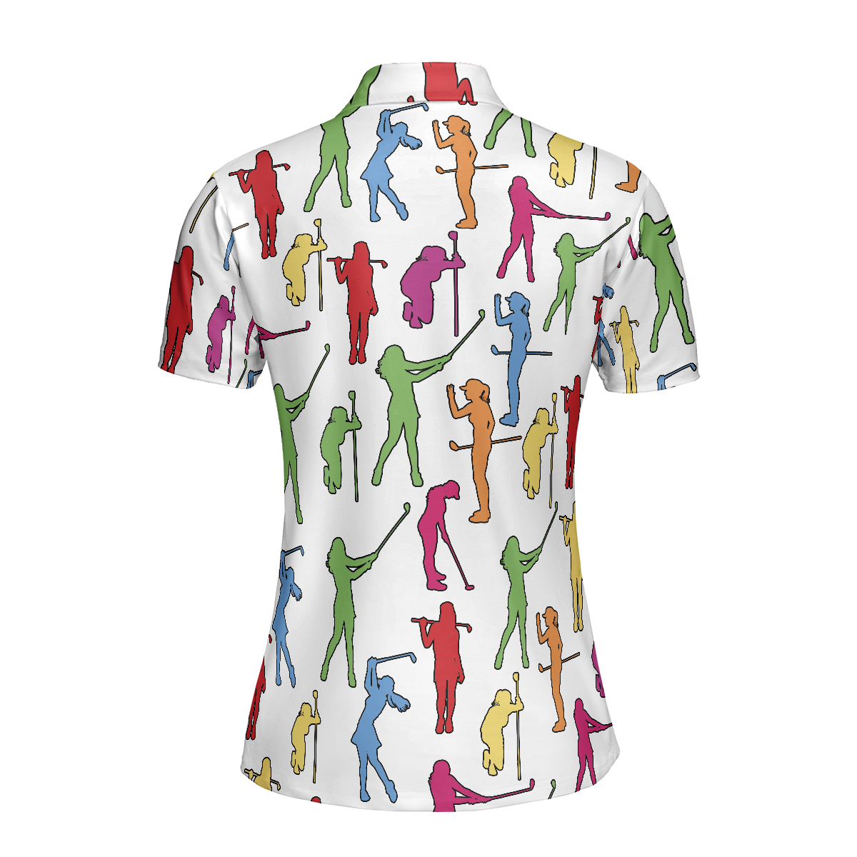 Colorful Female Golfer Women Polo Shirt, White Golf Shirt For Ladies, Best Gift For Golf Lovers, Golf Tournament, Golf Coach, Golf Club