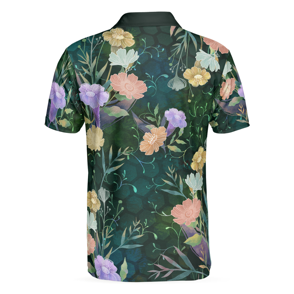 Vintage Floral Golf Texture Polo Shirt, Flower Polo Shirt - Perfect Gift For Men