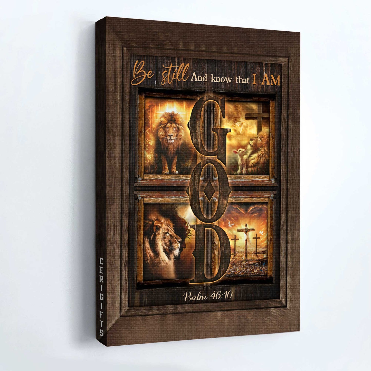 Jesus Portrait Canvas - Lion of Judah, Lion and lamb, Firelight Portrait Canvas - Gift For Christian - Be still I am God Portrait Canvas