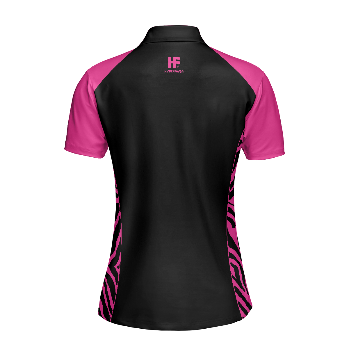 Dark Pink Zebra Pattern Thinning Layout For Lady Golfer Golf Short Sleeve Women Polo Shirt, Best Shirt For Ladies, Goft Gift For Women