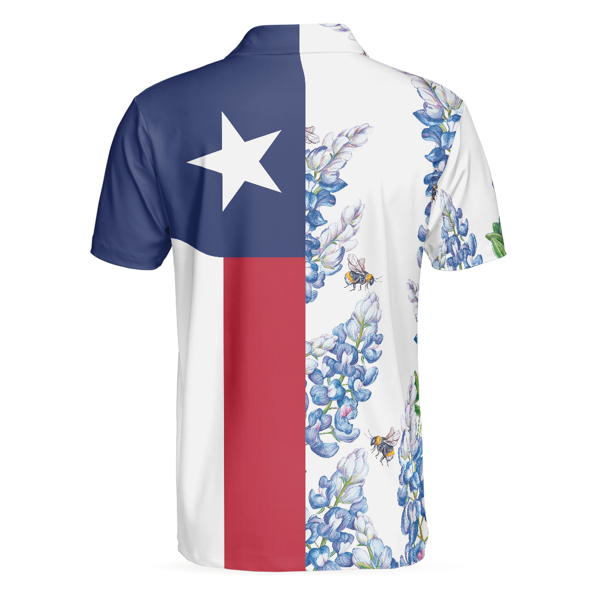 Texas Flag Bluebonnets Polo Shirt For Golf, Floral Texas Flag Polo Shirt, Texas Proud Shirt For Men - Perfect Gift For Men, Golfers