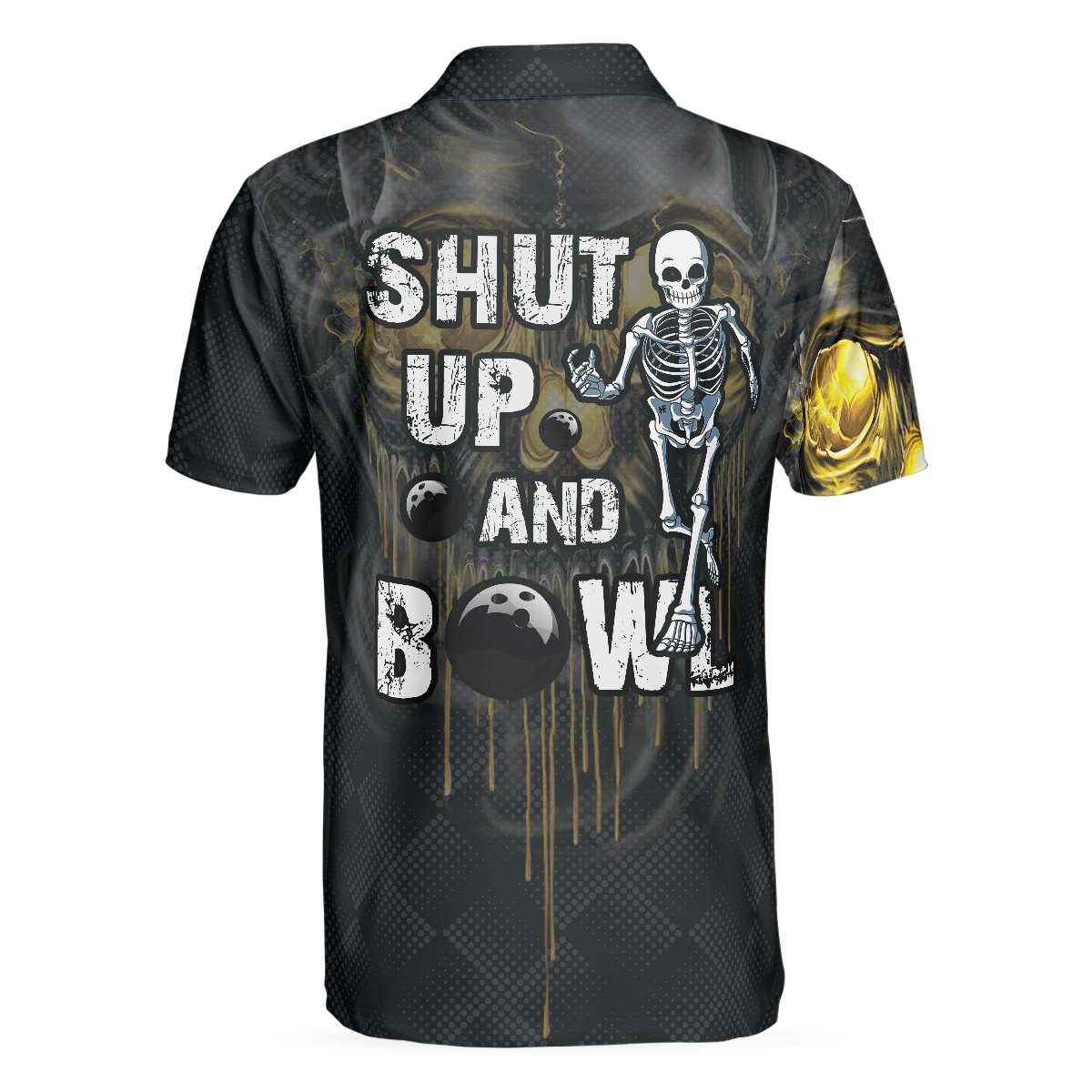 Bowling Men Polo Shirt - Scary Halloween Gift Idea For Male Bowlers, Skull Bowling Polo Shirt - Perfect Gift For Friend, Family, Bowling Lovers