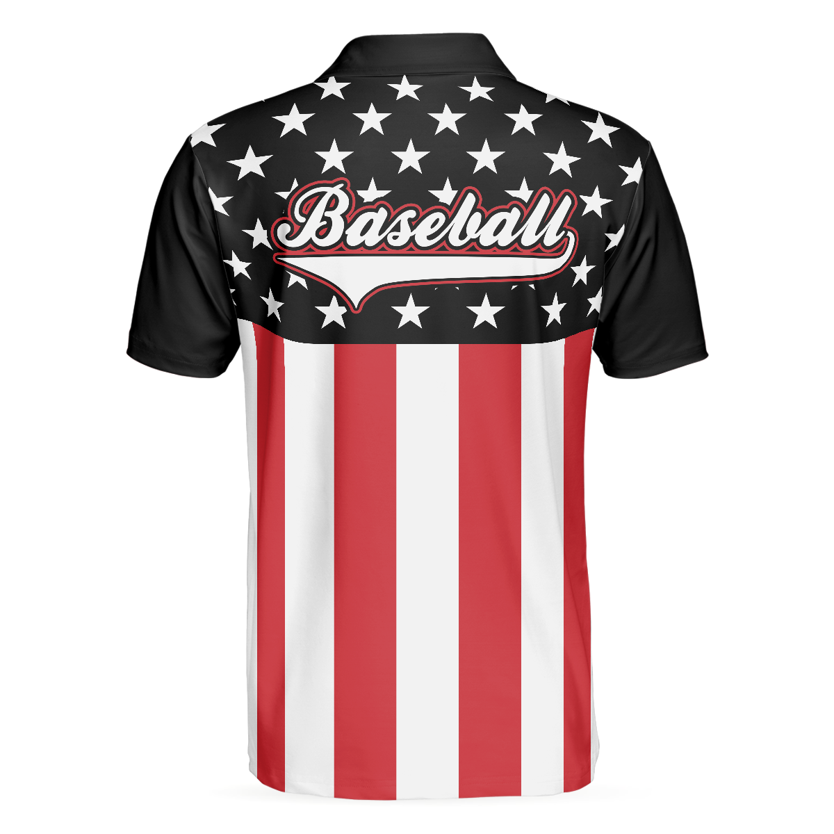 Baseball Hit Hard Run Fast Short Sleeve Men Polo Shirt, Black Theme American Flag Polo Shirt, Best Baseball Shirt For Men, Gift For Baseball Lovers