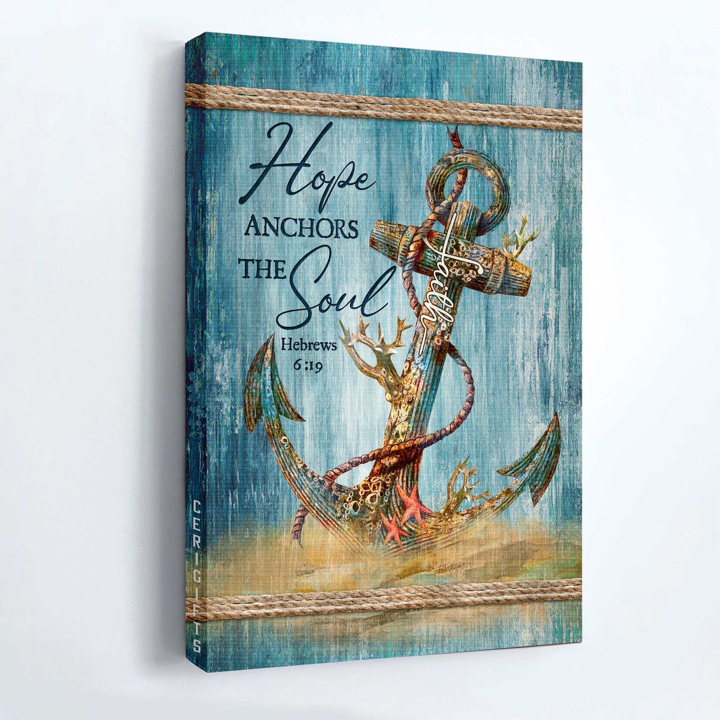 Jesus Portrait Canvas - Luxury anchor, Deep ocean, Red starfish Portrait Canvas - Gift For Christian - Hope anchors the soul Portrait Canvas