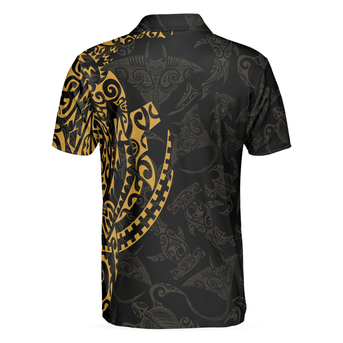Strong And Cool Polynesian Pattern Polo Shirt, Luxury Black And Gold Shirt For Men, Sea Turtle Polo Shirt - Perfect Gift For Men