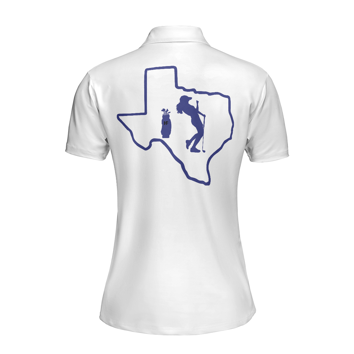Elegant Bluebonnet Flower For Texas Golfer Short Sleeve Women Polo Shirt, White Texas Golf Shirt For Ladies