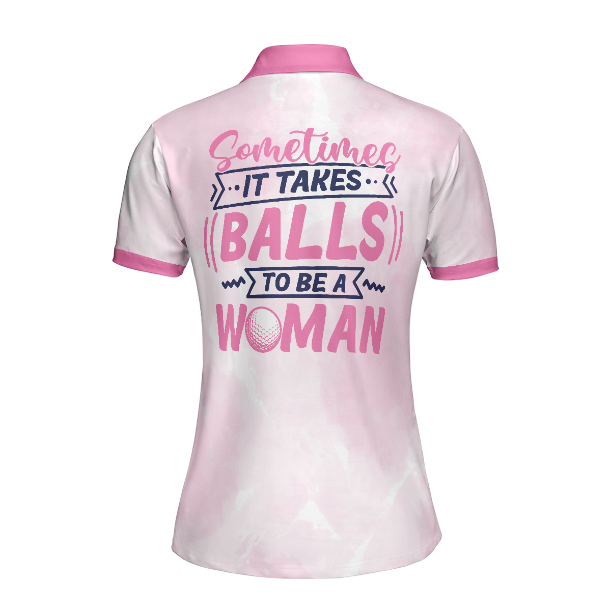 Golf Women Polo Shirt, Sometimes It Takes Balls Women Polo Shirt, Pink Argyle Pattern Golf Shirt For Women - Perfect Gift For Women, Ladies, Golfers