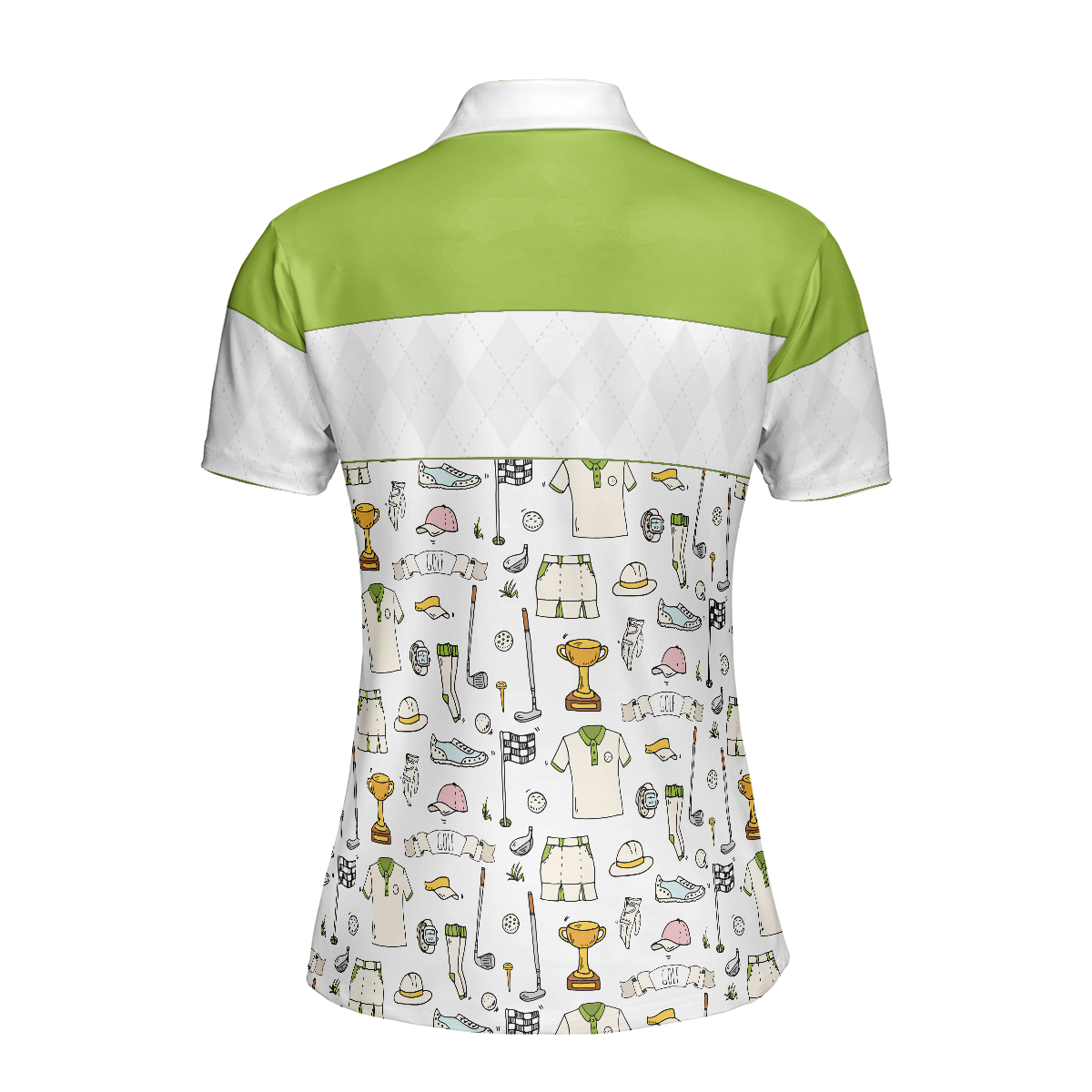 Golf Life In Green Short Sleeve Women Polo Shirt, Golf Pattern Polo Shirt For Ladies, Golf Shirt For Ladies