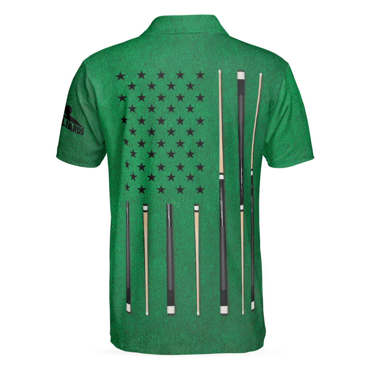 Men Polo Shirt - Billiards Green American Flag Polo Shirt, Unique Billiards Shirt For Men - Gift For Billiards Player- Cool Gift For Pool Players