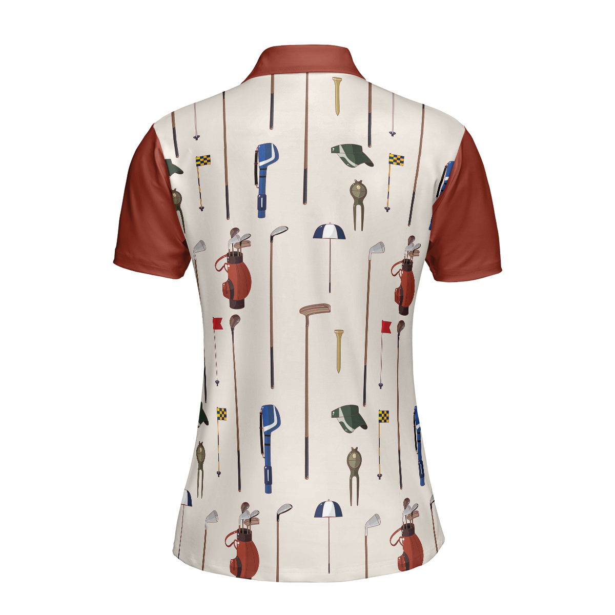 Golf Equipment Short Sleeve Women Polo Shirt, White And Red Golf Shirt For Ladies, Unique Female Golf Gift