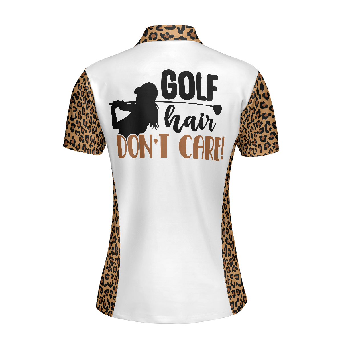 Leopard Pattern Short Sleeve Women Polo Shirt, Golf Hair Don't Care Golf Shirt For Ladies, Unique Female Golf Gift