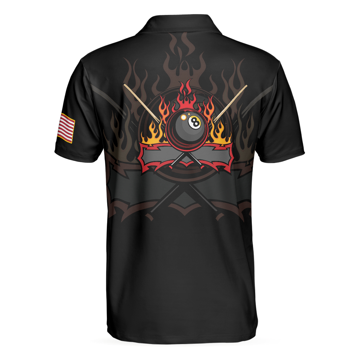 Flame Skull Billiards Pool Men Polo Shirt, American Flag Billiards Polo Shirt, Gift For Pool Players, Billiards Lovers