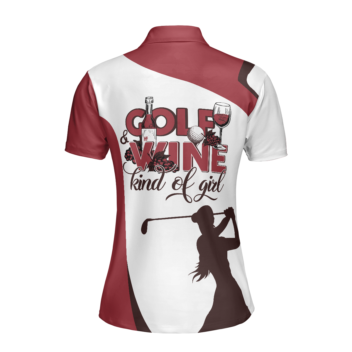 Golf And Wine Kind Of Girl Golf Short Sleeve Women Polo Shirt, White And Red Golf Women Polo Shirt, Golf Shirt For Wine Lovers