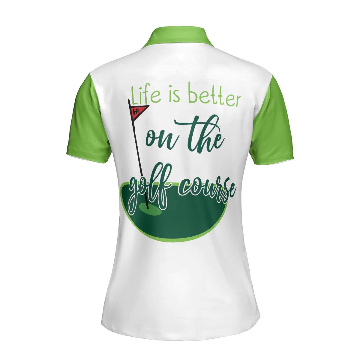 Green Leopard Argyle Golf Women Polo Shirt, Life Is Better On The Golf Course Golf Short Sleeve Shirt For Ladies
