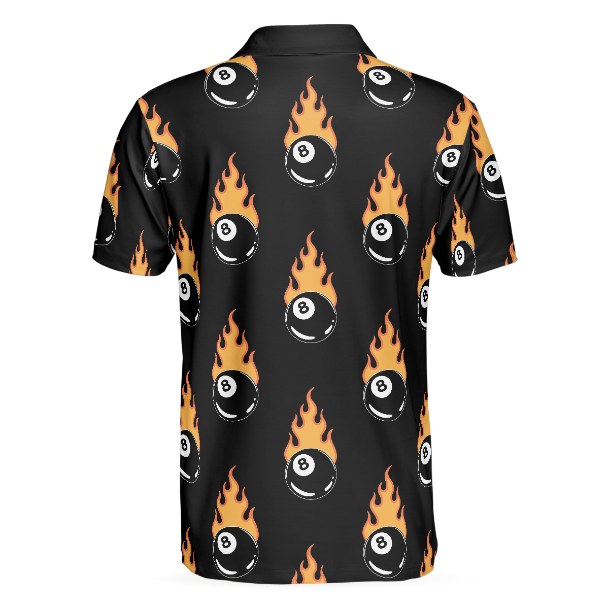 Flaming Billiard 8 Ball Men Polo Shirt, Basic Billiards Shirt Design For Men, Gift Idea For Billiards Lovers