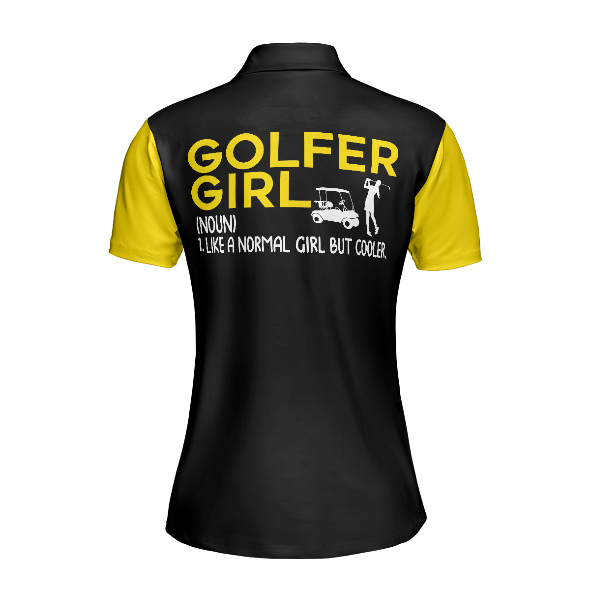 Definition Of Golf Girl Golf Short Sleeve Women Polo Shirt, Black And Yellow Golf Shirt For Ladies, Polo Shirt Gift For Women, Gift For Women Golfers