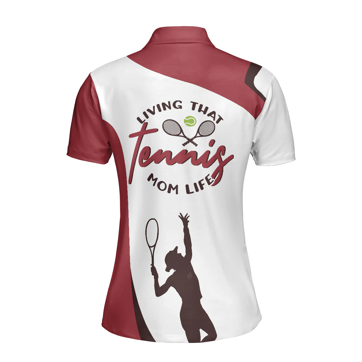 Living That Tennis Mom Life Short Sleeve Women Polo Shirt, White And Red Tennis Shirt For Ladies