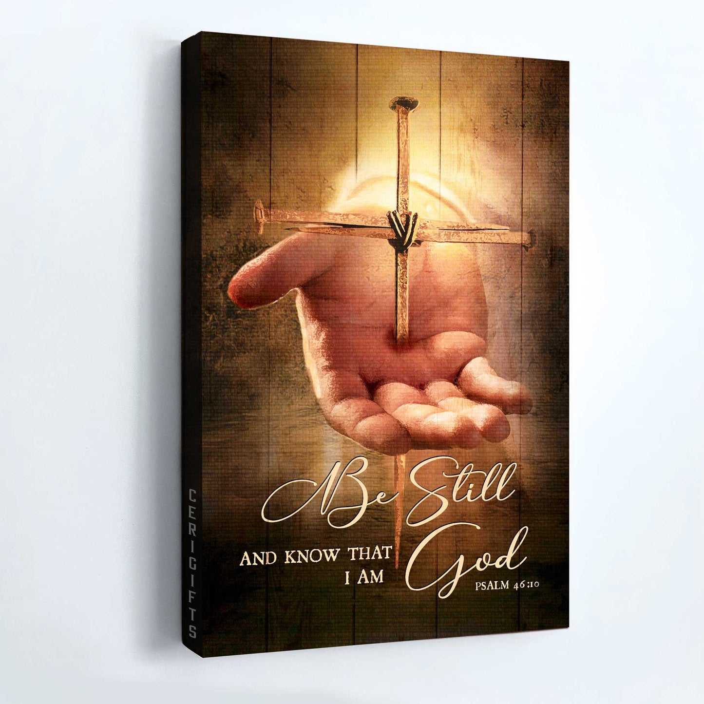 Jesus Portrait Canvas - Stunning Cross, Jesus's Hand Painting Canvas - Gift For Christian - Be Still And Know That I Am God Canvas