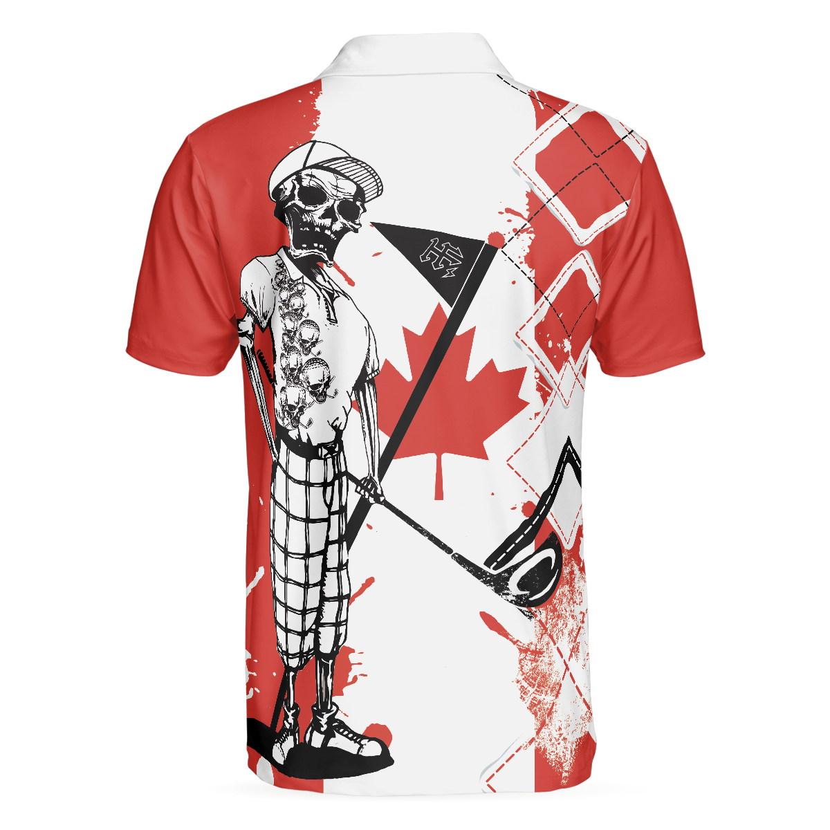 Golf I Like It Rough Canada Flag Polo Shirt, Argyle Pattern Skeleton Golfing Polo Shirt, Funny Golf Shirt For Men