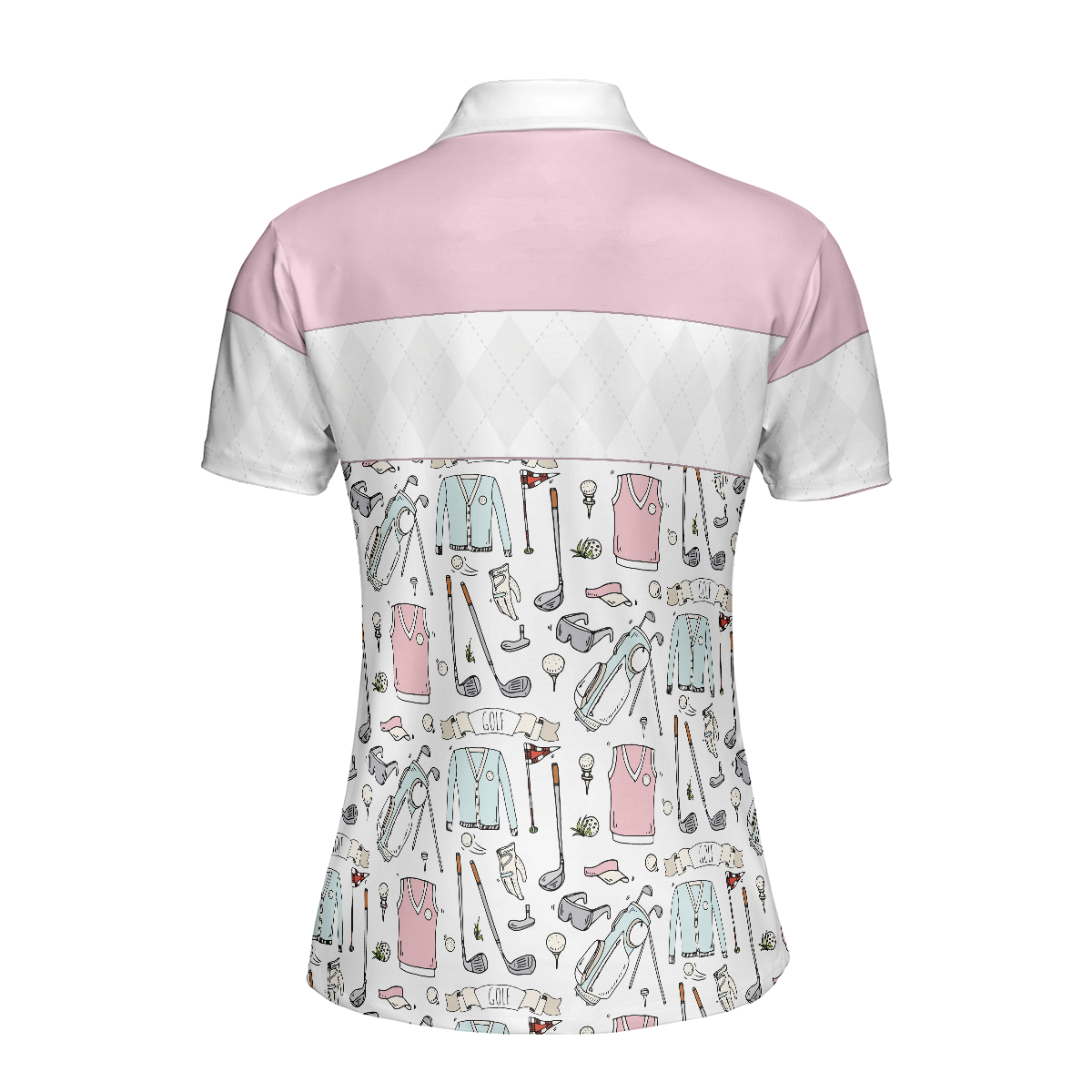 Golf Life In Pink Short Sleeve Women Polo Shirt, Golf Pattern Polo Shirt For Ladies, Golf Shirt For Ladies
