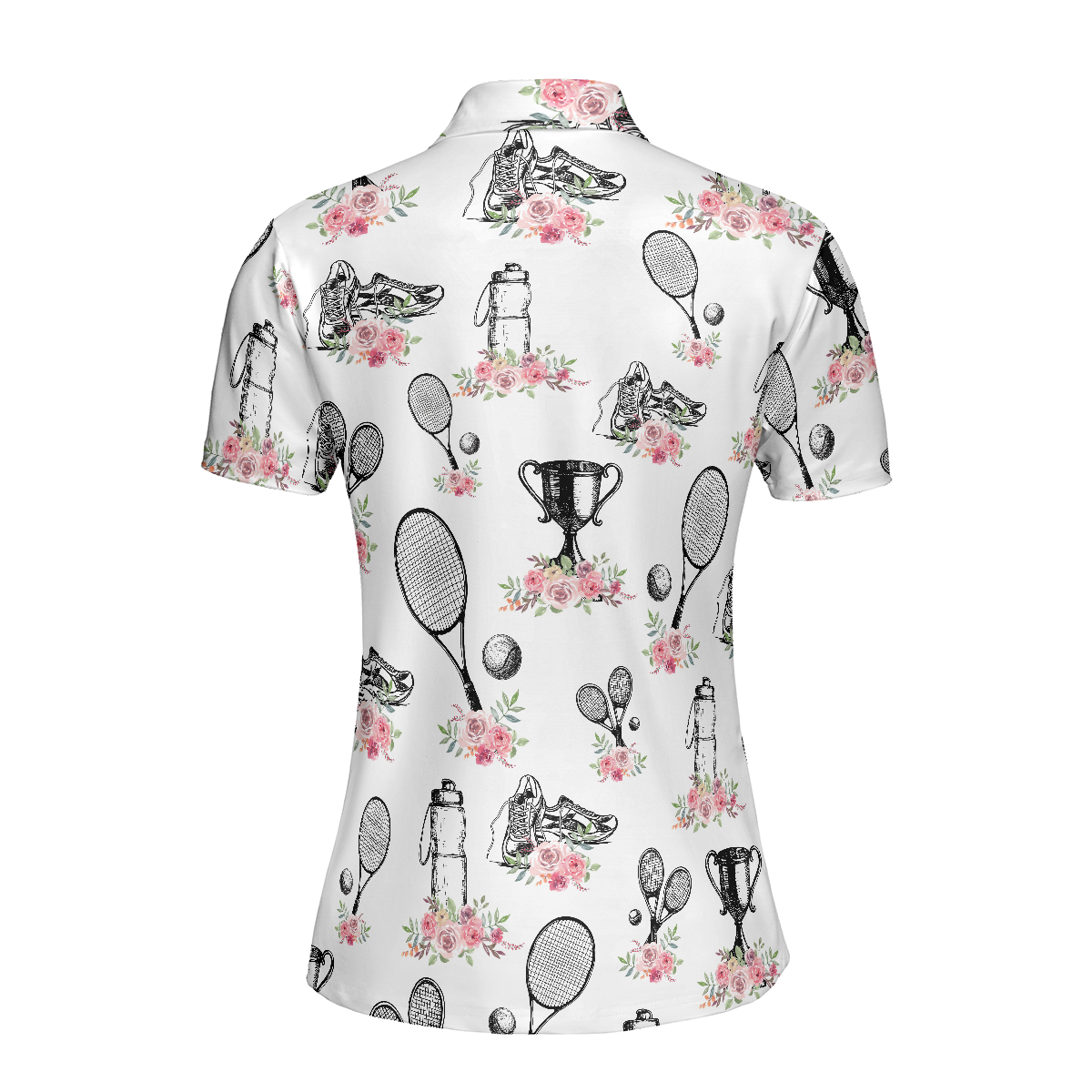 Floral Tennis Player Shirt Short Sleeve Women Polo Shirt, Floral Tennis Shirt For Ladies, Gift For Tennis Lovers