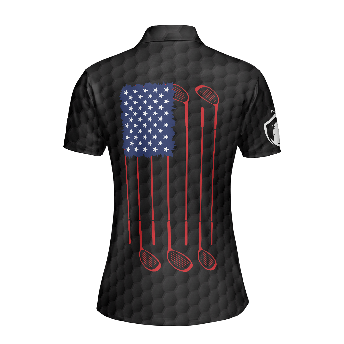 American Women Golfer Black Version Golf Short Sleeve Women Polo Shirt, American Flag Ladies Golf Shirt, Gift For Golfers