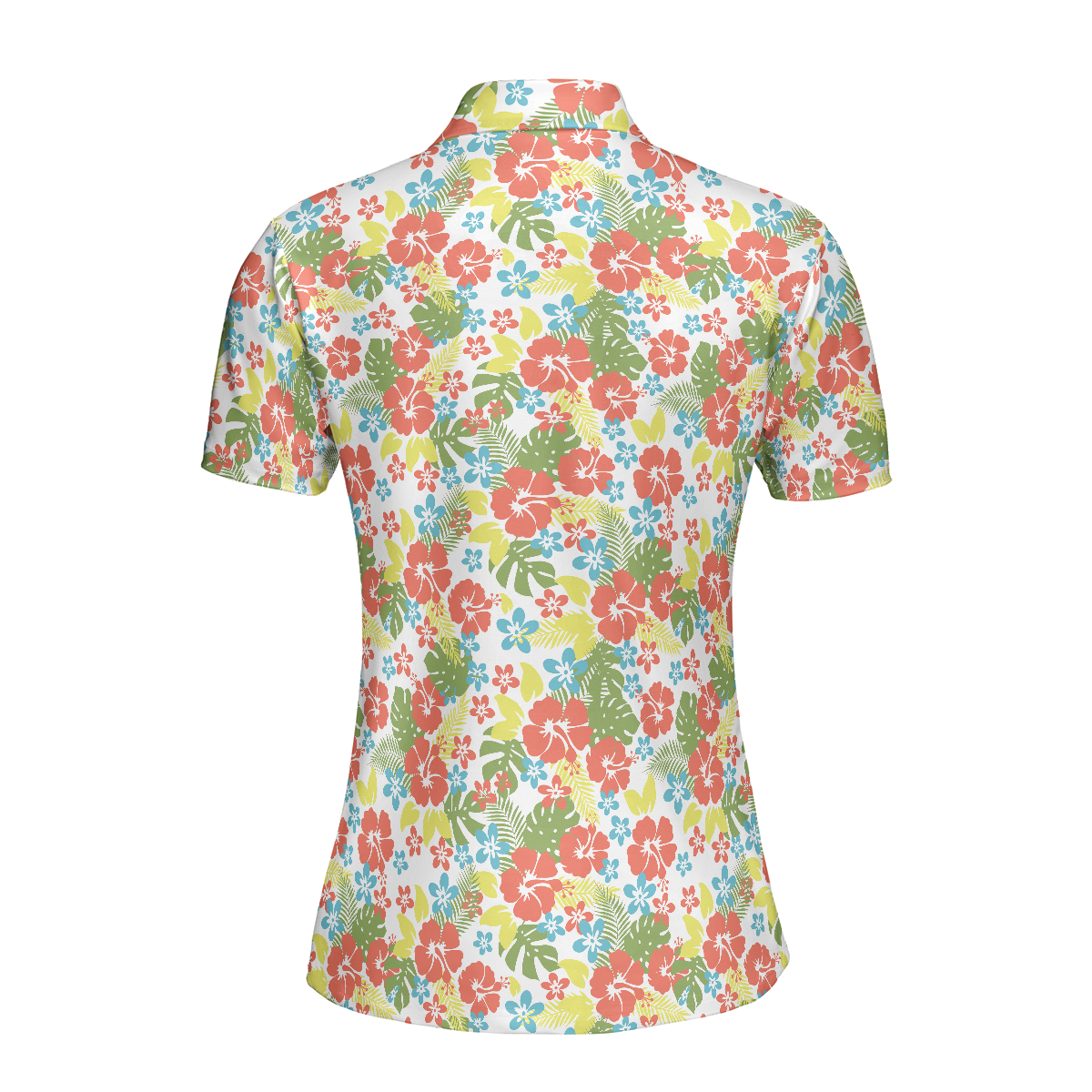 Tropical Flowers Pattern Short Sleeve Women Polo Shirt - Perfect Gift For Women